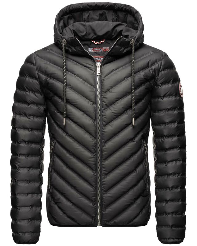 Navahoo Fey-Tun leichte Herren Steppjacke mit Kapuze und Stehkragen B837 Schwarz-Gr.S