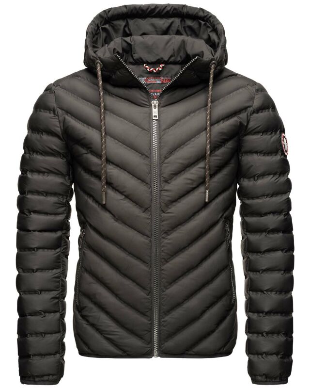 Navahoo Fey-Tun leichte Herren Steppjacke mit Kapuze und Stehkragen B837 Anthrazit-Gr.S