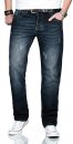 Alessandro Salvarini Herren Jeans Dunkelblau gerades Bein...