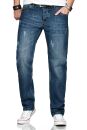 Alessandro Salvarini Herren Jeans Blau Gerades Bein O-212