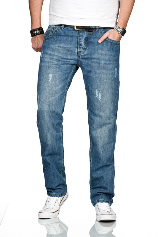 Alessandro Salvarini Herren Jeans Hellblau Gerades Bein O-213 W32 L30 - 32/30