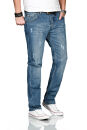 Alessandro Salvarini Herren Jeans Hellblau Gerades Bein O-213 W33 L32 - 33/32