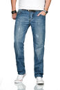 Alessandro Salvarini Herren Jeans Hellblau Gerades Bein O-213 W34 L32 - 34/32