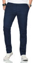 Maurelio Modriano Herren Designer Chino Stoff Hose Regular Slim MM-002 Navy W31 L30 - W31/30