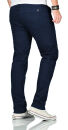 Maurelio Modriano Herren Designer Chino Stoff Hose Regular Slim MM-002 Navy W31 L30 - W31/30