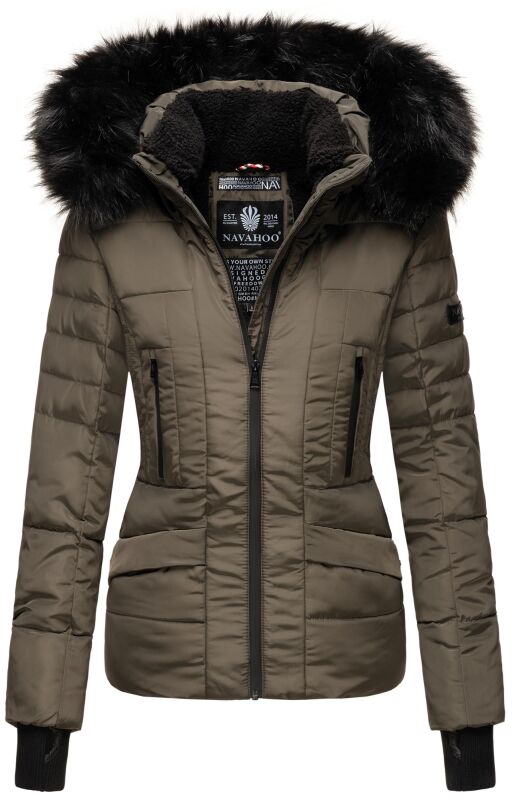 Navahoo Damen Winter Jacke warm gefüttert Teddyfell B361 Anthrazit Größe M - Gr. 38
