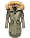 Navahoo warme Damen Winter Jacke lang mit Kunstfell B660 Grau Größe XS - Gr. 34