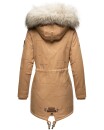Navahoo Honigfee warme Damen Winter Jacke mit Kapuze und Kunstfell B805 Camel Größe XS - Gr. 34
