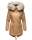 Navahoo Honigfee warme Damen Winter Jacke mit Kapuze und Kunstfell B805 Camel Größe M - Gr. 38