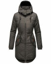 Marikoo Kamil warme Damen Winter Jacke lang mit Kapuze B807 Anthrazit Größe S - Gr. 36