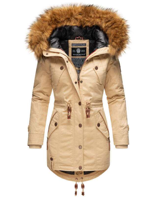 Marikoo La Viva Princess Damen Winterjacke mit Kapuze B813 Beige Größe S - Gr. 36