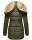 Marikoo warme Damen Winterjacke mit Kapuze Parka Kunstfell B817 Olive-Gr.XS