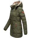 Marikoo warme Damen Winterjacke mit Kapuze Parka Kunstfell B817 Olive-Gr.S