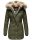 Marikoo warme Damen Winterjacke mit Kapuze Parka Kunstfell B817 Olive-Gr.S