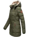 Marikoo warme Damen Winterjacke mit Kapuze Parka Kunstfell B817 Olive-Gr.L