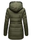 Marikoo warme Damen Winterjacke mit Kapuze Parka Kunstfell B817 Olive-Gr.L