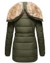 Marikoo warme Damen Winterjacke mit Kapuze Parka Kunstfell B817 Olive-Gr.L