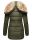 Marikoo warme Damen Winterjacke mit Kapuze Parka Kunstfell B817 Olive-Gr.L