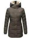 Marikoo warme Damen Winterjacke mit Kapuze Parka Kunstfell B817 Anthr.-Gr.S