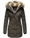 Marikoo warme Damen Winterjacke mit Kapuze Parka Kunstfell B817 Anthr.-Gr.S