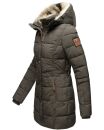 Marikoo warme Damen Winterjacke mit Kapuze Parka Kunstfell B817 Anthr.-Gr.M