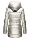 Marikoo warme Damen Winterjacke mit Kapuze Parka Kunstfell B817 Silber-Gr.L
