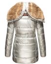 Marikoo warme Damen Winterjacke mit Kapuze Parka Kunstfell B817 Silber-Gr.L