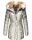 Marikoo warme Damen Winterjacke mit Kapuze Parka Kunstfell B817 Silber-Gr.L