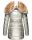 Marikoo warme Damen Winterjacke mit Kapuze Parka Kunstfell B817 Silber-Gr.L