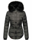 Marikoo warme Damen Winter Jacke gesteppt mit Kunstfell B618 Anthrazit Größe XS - Gr. 34