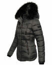 Marikoo warme Damen Winter Jacke gesteppt mit Kunstfell B618 Anthrazit Größe XS - Gr. 34
