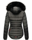 Marikoo warme Damen Winter Jacke gesteppt mit Kunstfell B618 Anthrazit Größe XS - Gr. 34