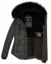 Marikoo warme Damen Winter Jacke gesteppt mit Kunstfell B618 Anthrazit Größe XS - Gr. 34