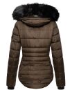 Marikoo warme Damen Winter Jacke gesteppt mit Kunstfell B618 Braun Größe XS - Gr. 34