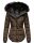 Marikoo warme Damen Winter Jacke gesteppt mit Kunstfell B618 Braun Größe XS - Gr. 34