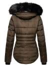 Marikoo warme Damen Winter Jacke gesteppt mit Kunstfell B618 Braun Größe XXL - Gr. 44