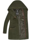Marikoo Maikoo Damen Mantel mit Kapuze Trenchcoat Jacke B819 Forest Green Größe XS - Gr. 34