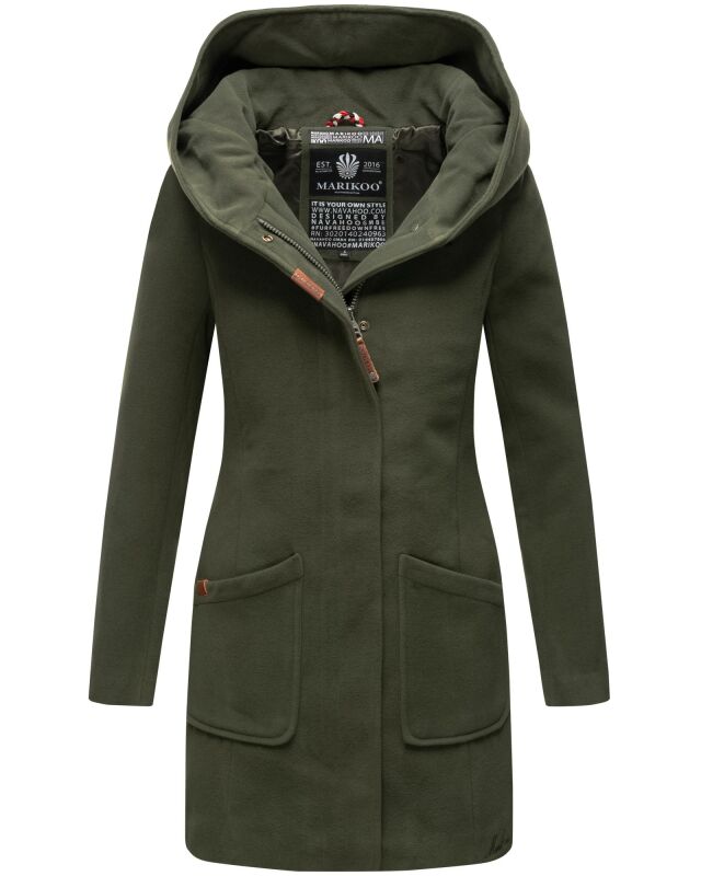 Marikoo Maikoo Damen Mantel mit Kapuze Trenchcoat Jacke B819 Forest Green Größe S - Gr. 36