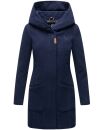 Marikoo Maikoo Damen Mantel mit Kapuze Trenchcoat Jacke B819 Navy Größe XS - Gr. 34