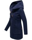 Marikoo Maikoo Damen Mantel mit Kapuze Trenchcoat Jacke B819 Navy Größe XS - Gr. 34