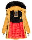 Marikoo warme Damen Winter Jacke Stepp Mantel lang B401 Gelb Größe S - Gr. 36