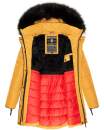 Marikoo warme Damen Winter Jacke Stepp Mantel lang B401 Gelb Größe M - Gr. 38