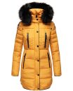 Marikoo warme Damen Winter Jacke Stepp Mantel lang B401 Gelb Größe XL - Gr. 42