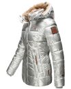 Marikoo Nekoo warm gefütterte Damen Winter Jacke mit Kunstfell B658 Silber Größe L - Gr. 40