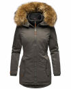 Marikoo Sanakoo Damen Winterjacke Parka mit Kapuze B825 Anthrazit-Gr.M