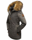Marikoo Sanakoo Damen Winterjacke Parka mit Kapuze B825 Anthrazit-Gr.M