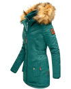 Marikoo Sanakoo Damen Winterjacke Parka mit Kapuze B825 Ocean-Green-Gr.XS