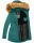 Marikoo Sanakoo Damen Winterjacke Parka mit Kapuze B825 Ocean-Green-Gr.XS