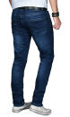 Alessandro Salvarini Herren Jeans Dunkelblau Regular Slim O-025 W32 L32 in