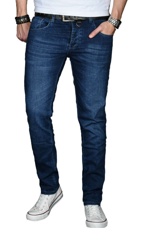 Alessandro Salvarini Herren Jeans Dunkelblau Regular Slim O-025 W34 L30 in